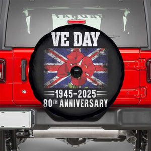 VE Day 80th Anniversary Spare Tire Cover 2025 Celebration Union Flag Poppies WWII Remembrance TS02 Black Print Your Wear