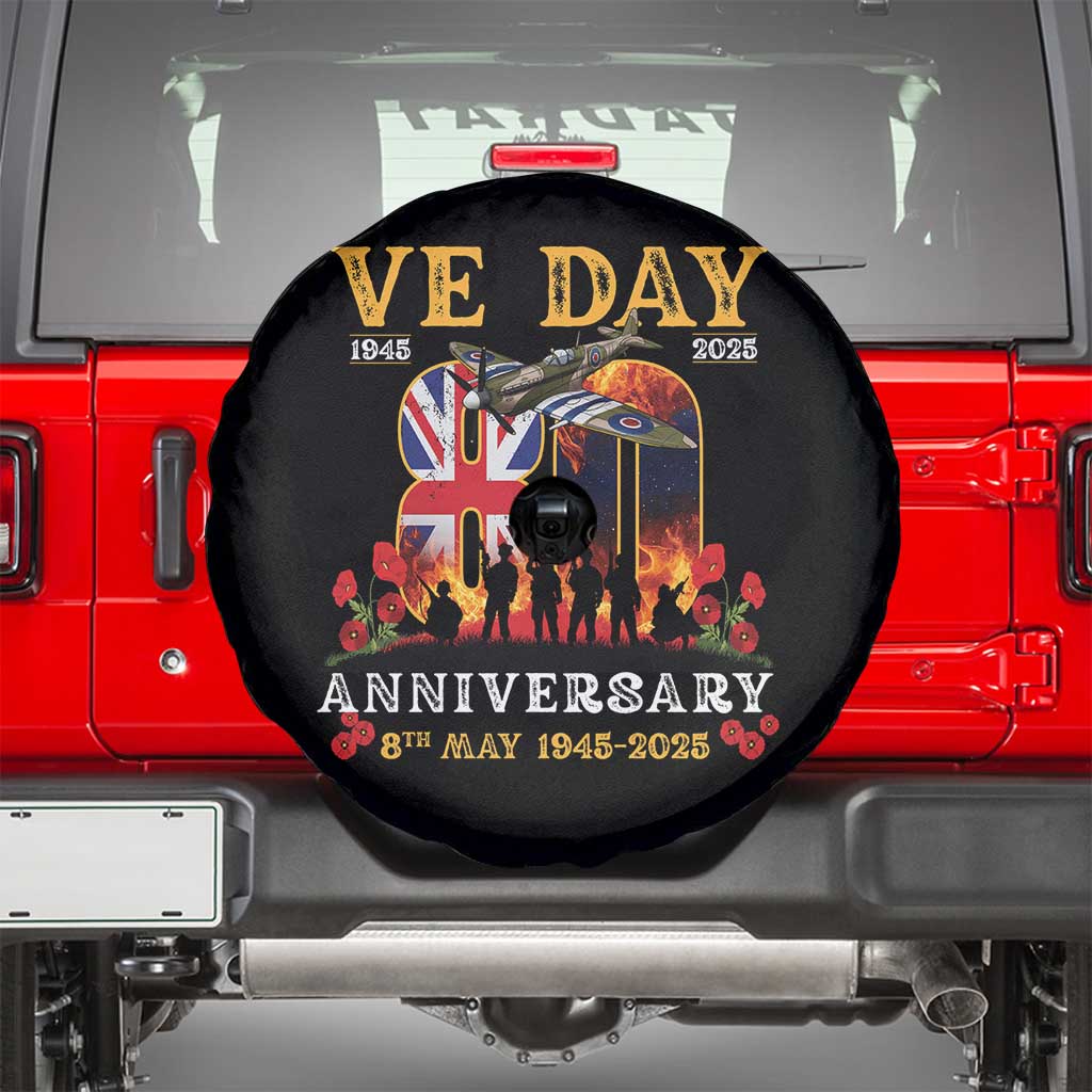 VE Day 80th Anniversary Spare Tire Cover 2025 Celebration Union Flag WWII Remembrance TS02 Black Print Your Wear