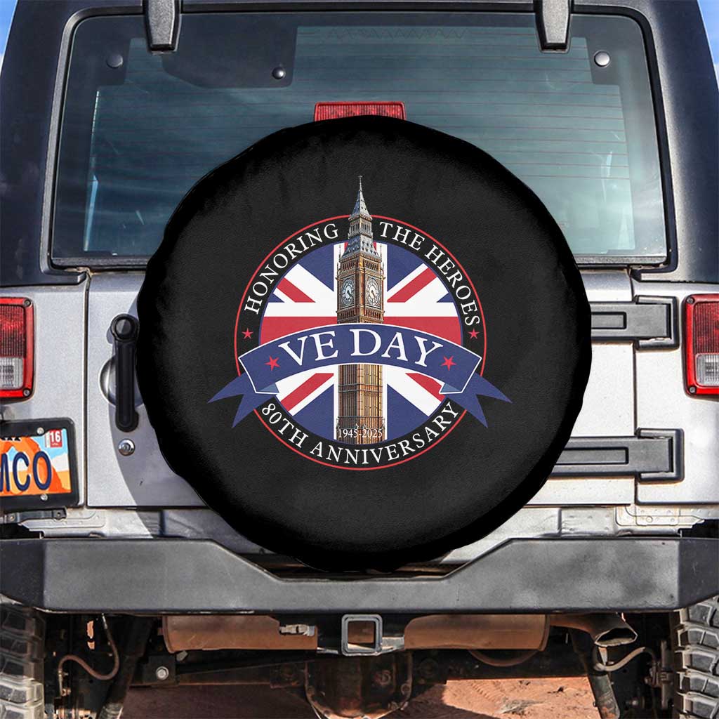 VE Day 80th Anniversary Spare Tire Cover WWII Remembrance 2025 Celebrations London TS02 No hole Black Print Your Wear