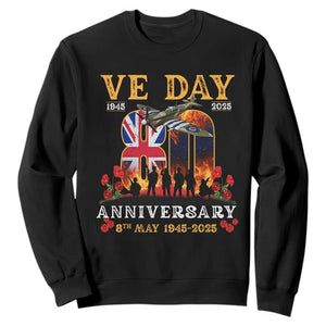VE Day 80th Anniversary Sweatshirt 2025 Celebration Union Flag WWII Remembrance TS02 Black Print Your Wear