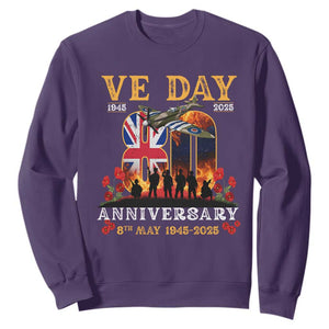 VE Day 80th Anniversary Sweatshirt 2025 Celebration Union Flag WWII Remembrance TS02 Purple Print Your Wear