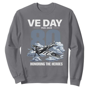 VE Day 80th Anniversary Sweatshirt 2025 Celebration WWII Remembrance Retro TS02 Charcoal Print Your Wear