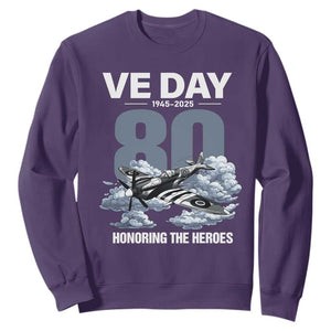 VE Day 80th Anniversary Sweatshirt 2025 Celebration WWII Remembrance Retro TS02 Purple Print Your Wear
