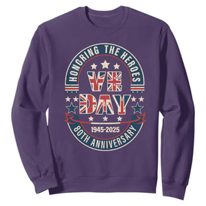 VE Day 80th Anniversary Sweatshirt 2025 Patriotic WWII Remembrance Vintage TS02 Purple Print Your Wear