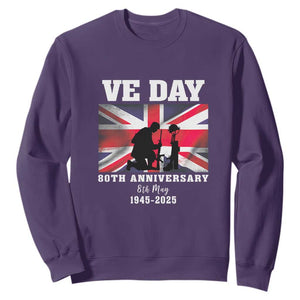 VE Day 80th Anniversary Sweatshirt Victory in Europe Union Flag WWII Remembrance TS02 Purple Print Your Wear