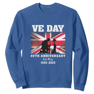 VE Day 80th Anniversary Sweatshirt Victory in Europe Union Flag WWII Remembrance TS02 Royal Blue Print Your Wear