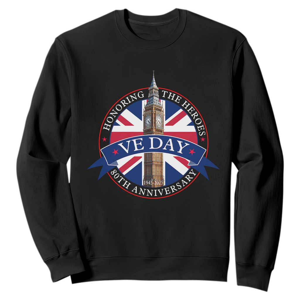 VE Day 80th Anniversary Sweatshirt WWII Remembrance 2025 Celebrations London TS02 Black Print Your Wear