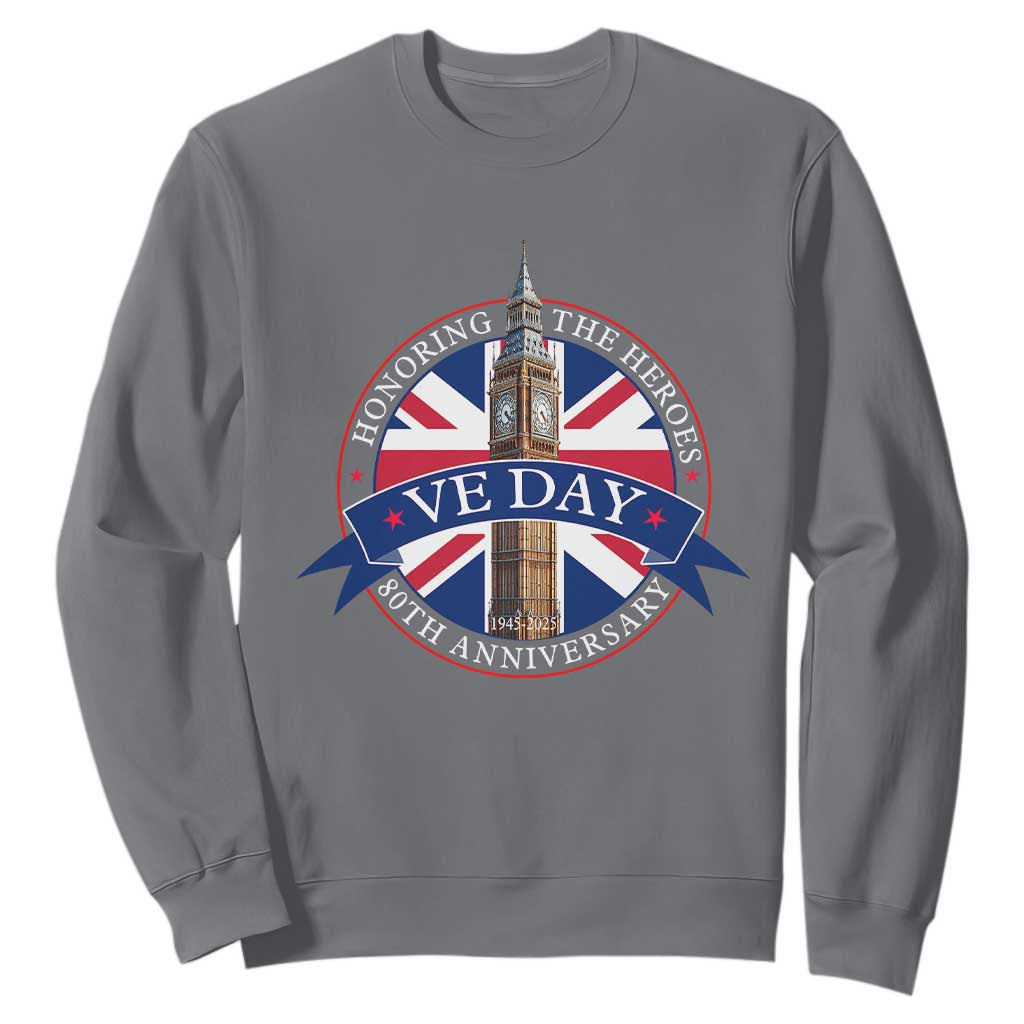 VE Day 80th Anniversary Sweatshirt WWII Remembrance 2025 Celebrations London TS02 Charcoal Print Your Wear