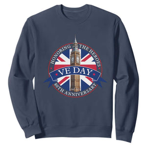 VE Day 80th Anniversary Sweatshirt WWII Remembrance 2025 Celebrations London TS02 Navy Print Your Wear