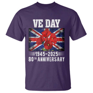 VE Day 80th Anniversary T Shirt 2025 Celebration Union Flag Poppies WWII Remembrance TS02 Purple Print Your Wear