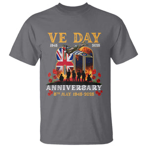 VE Day 80th Anniversary T Shirt 2025 Celebration Union Flag WWII Remembrance TS02 Charcoal Print Your Wear