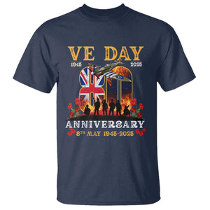 VE Day 80th Anniversary T Shirt 2025 Celebration Union Flag WWII Remembrance TS02 Navy Print Your Wear