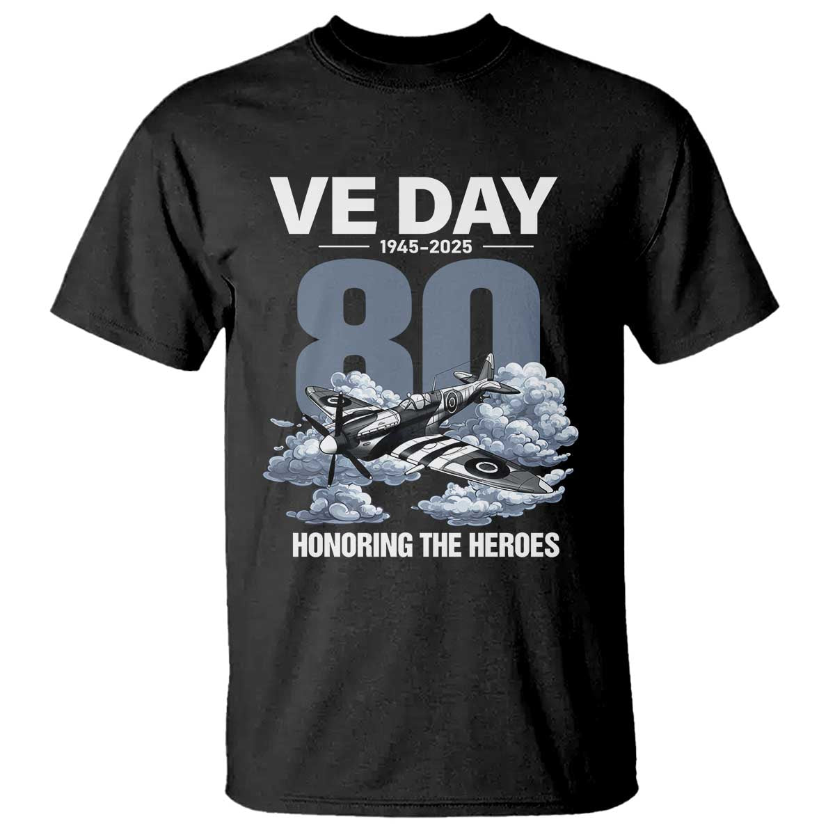 VE Day 80th Anniversary T Shirt 2025 Celebration WWII Remembrance Retro TS02 Black Print Your Wear