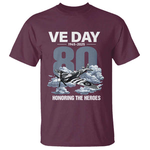 VE Day 80th Anniversary T Shirt 2025 Celebration WWII Remembrance Retro TS02 Maroon Print Your Wear