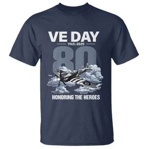 VE Day 80th Anniversary T Shirt 2025 Celebration WWII Remembrance Retro TS02 Navy Print Your Wear