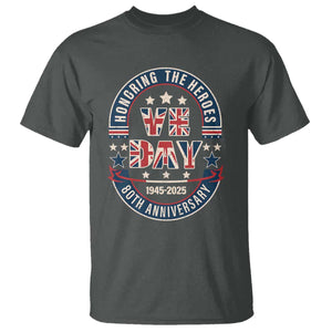 VE Day 80th Anniversary T Shirt 2025 Patriotic WWII Remembrance Vintage TS02 Dark Heather Print Your Wear