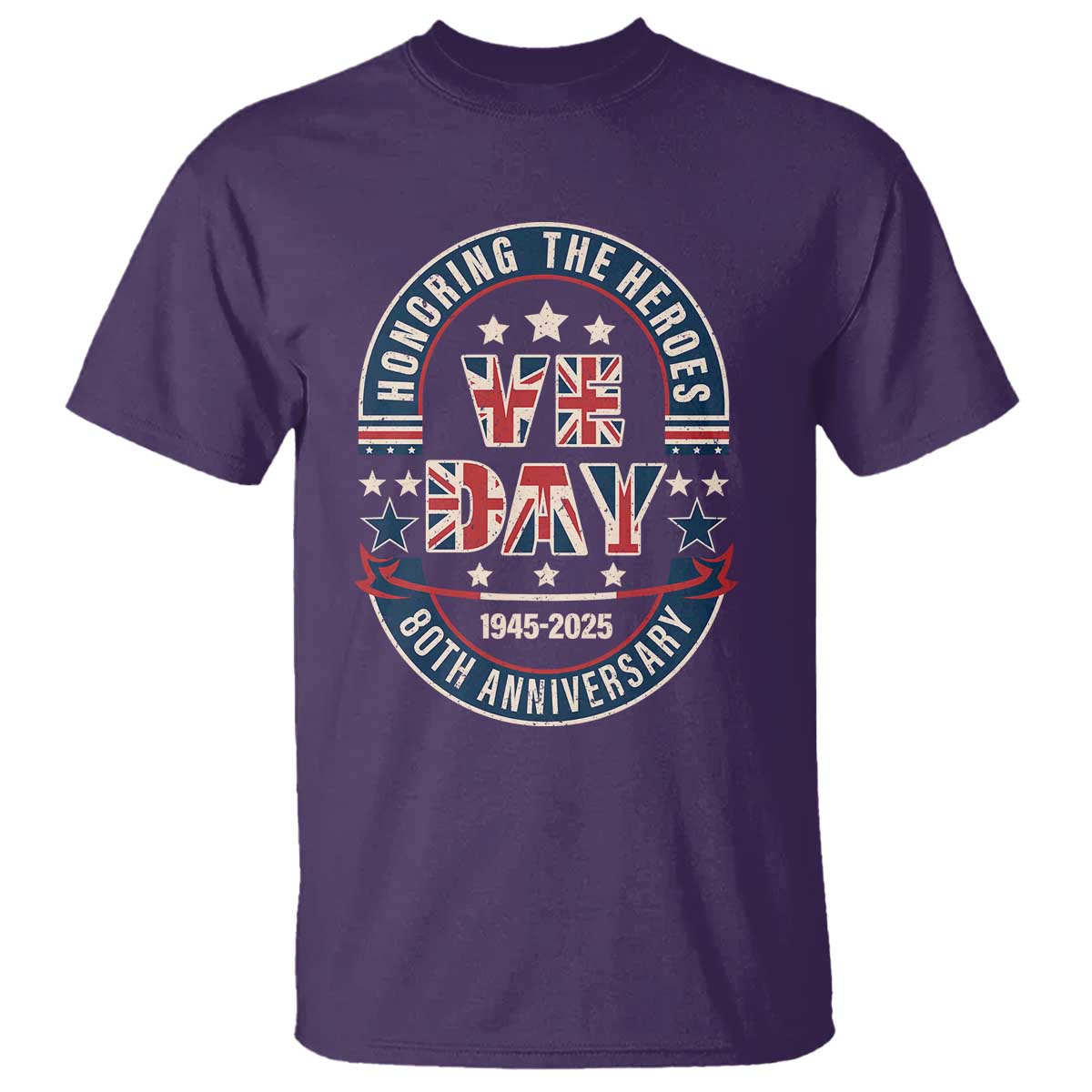 VE Day 80th Anniversary T Shirt 2025 Patriotic WWII Remembrance Vintage TS02 Purple Print Your Wear