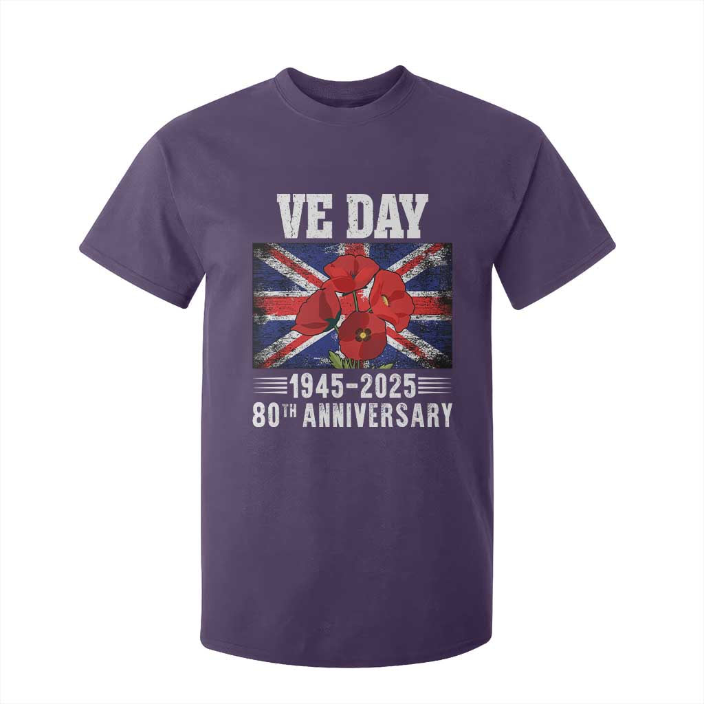VE Day 80th Anniversary T Shirt For Kid 2025 Celebration Union Flag Poppies WWII Remembrance TS02 Purple Print Your Wear