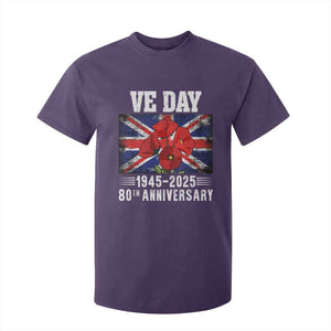 VE Day 80th Anniversary T Shirt For Kid 2025 Celebration Union Flag Poppies WWII Remembrance TS02 Purple Print Your Wear