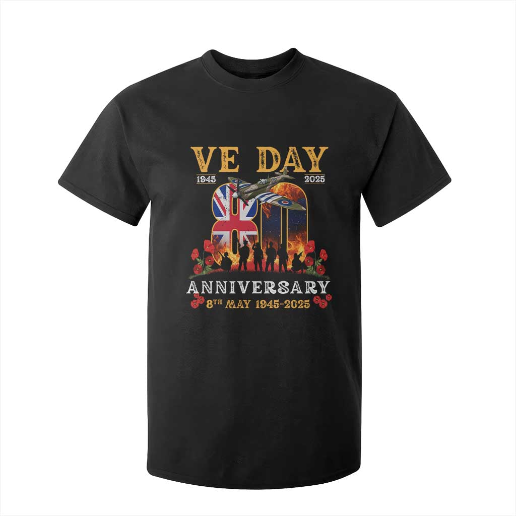 VE Day 80th Anniversary T Shirt For Kid 2025 Celebration Union Flag WWII Remembrance TS02 Black Print Your Wear