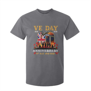 VE Day 80th Anniversary T Shirt For Kid 2025 Celebration Union Flag WWII Remembrance TS02 Charcoal Print Your Wear