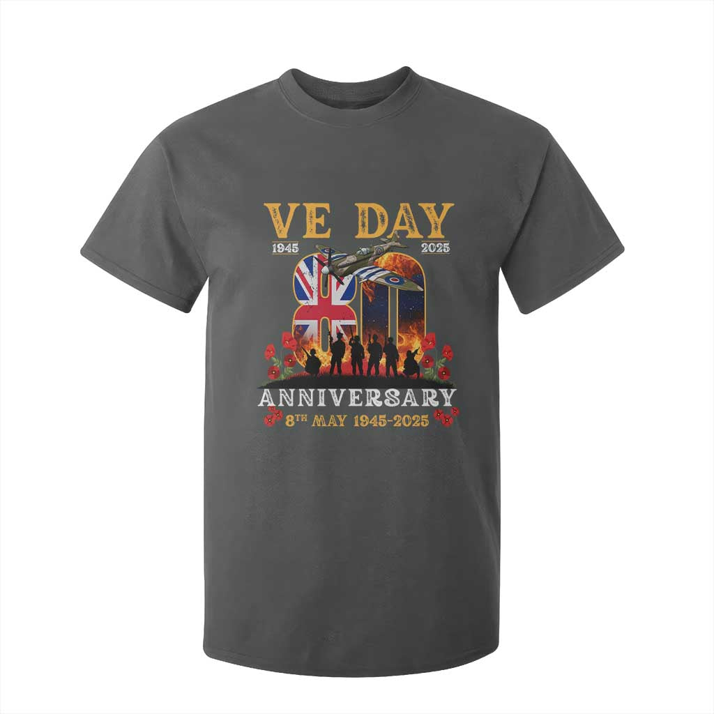 VE Day 80th Anniversary T Shirt For Kid 2025 Celebration Union Flag WWII Remembrance TS02 Dark Heather Print Your Wear