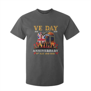 VE Day 80th Anniversary T Shirt For Kid 2025 Celebration Union Flag WWII Remembrance TS02 Dark Heather Print Your Wear