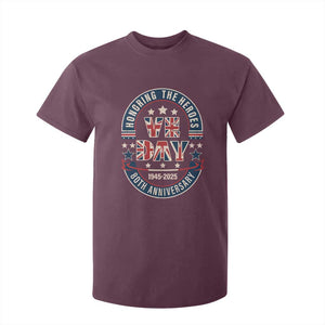 VE Day 80th Anniversary T Shirt For Kid 2025 Patriotic WWII Remembrance Vintage TS02 Maroon Print Your Wear