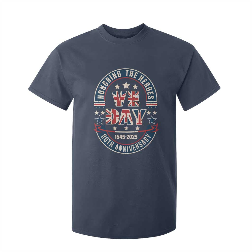 VE Day 80th Anniversary T Shirt For Kid 2025 Patriotic WWII Remembrance Vintage TS02 Navy Print Your Wear