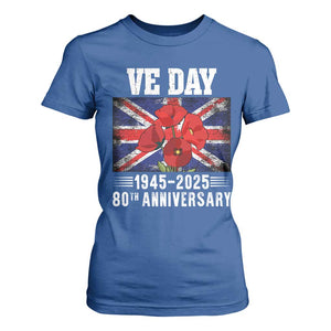 VE Day 80th Anniversary T Shirt For Women 2025 Celebration Union Flag Poppies WWII Remembrance TS02 Royal Blue Print Your Wear