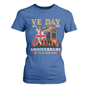 VE Day 80th Anniversary T Shirt For Women 2025 Celebration Union Flag WWII Remembrance TS02 Royal Blue Print Your Wear