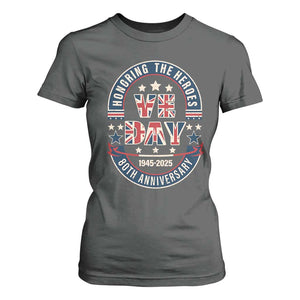 VE Day 80th Anniversary T Shirt For Women 2025 Patriotic WWII Remembrance Vintage TS02 Dark Heather Print Your Wear