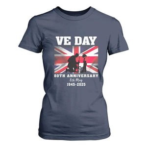 VE Day 80th Anniversary T Shirt For Women Victory in Europe Union Flag WWII Remembrance TS02 Navy Print Your Wear