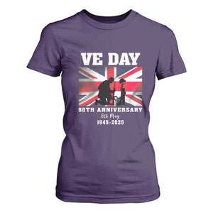 VE Day 80th Anniversary T Shirt For Women Victory in Europe Union Flag WWII Remembrance TS02 Purple Print Your Wear