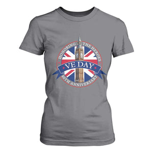 VE Day 80th Anniversary T Shirt For Women WWII Remembrance 2025 Celebrations London TS02 Charcoal Print Your Wear