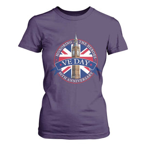VE Day 80th Anniversary T Shirt For Women WWII Remembrance 2025 Celebrations London TS02 Purple Print Your Wear