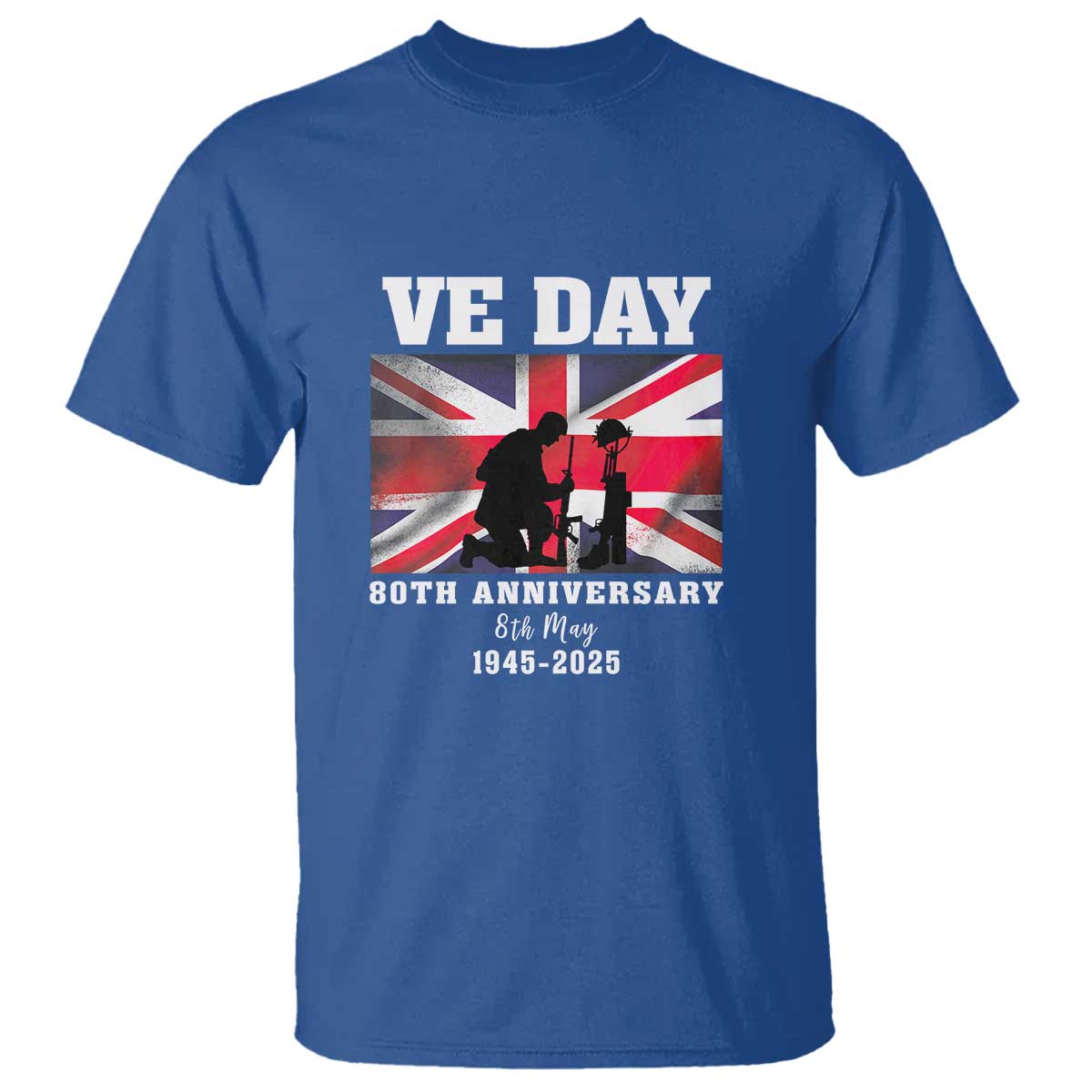 VE Day 80th Anniversary T Shirt Victory in Europe Union Flag WWII Remembrance TS02 Royal Blue Print Your Wear