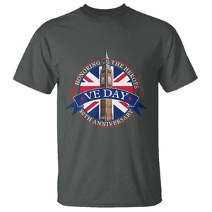 VE Day 80th Anniversary T Shirt WWII Remembrance 2025 Celebrations London TS02 Dark Heather Print Your Wear