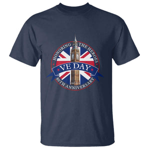 VE Day 80th Anniversary T Shirt WWII Remembrance 2025 Celebrations London TS02 Navy Print Your Wear