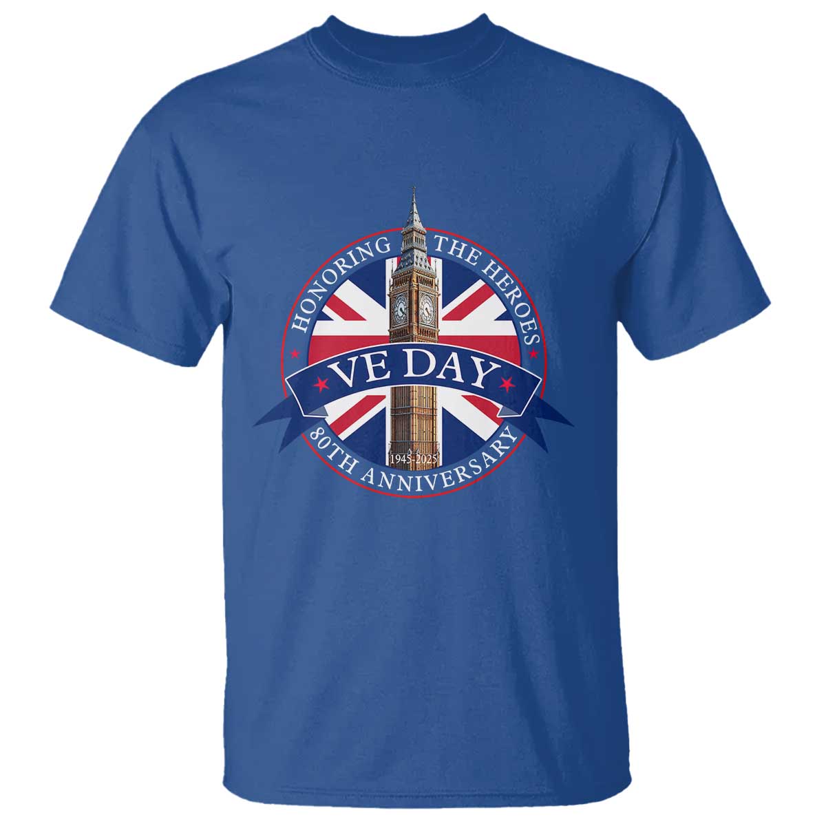 VE Day 80th Anniversary T Shirt WWII Remembrance 2025 Celebrations London TS02 Royal Blue Print Your Wear