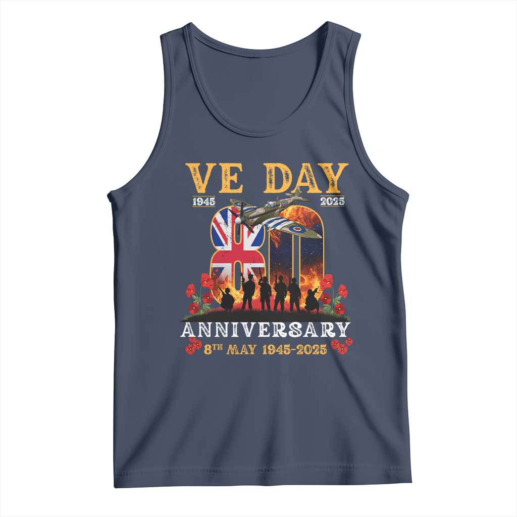 VE Day 80th Anniversary Tank Top 2025 Celebration Union Flag WWII Remembrance TS02 Navy Print Your Wear