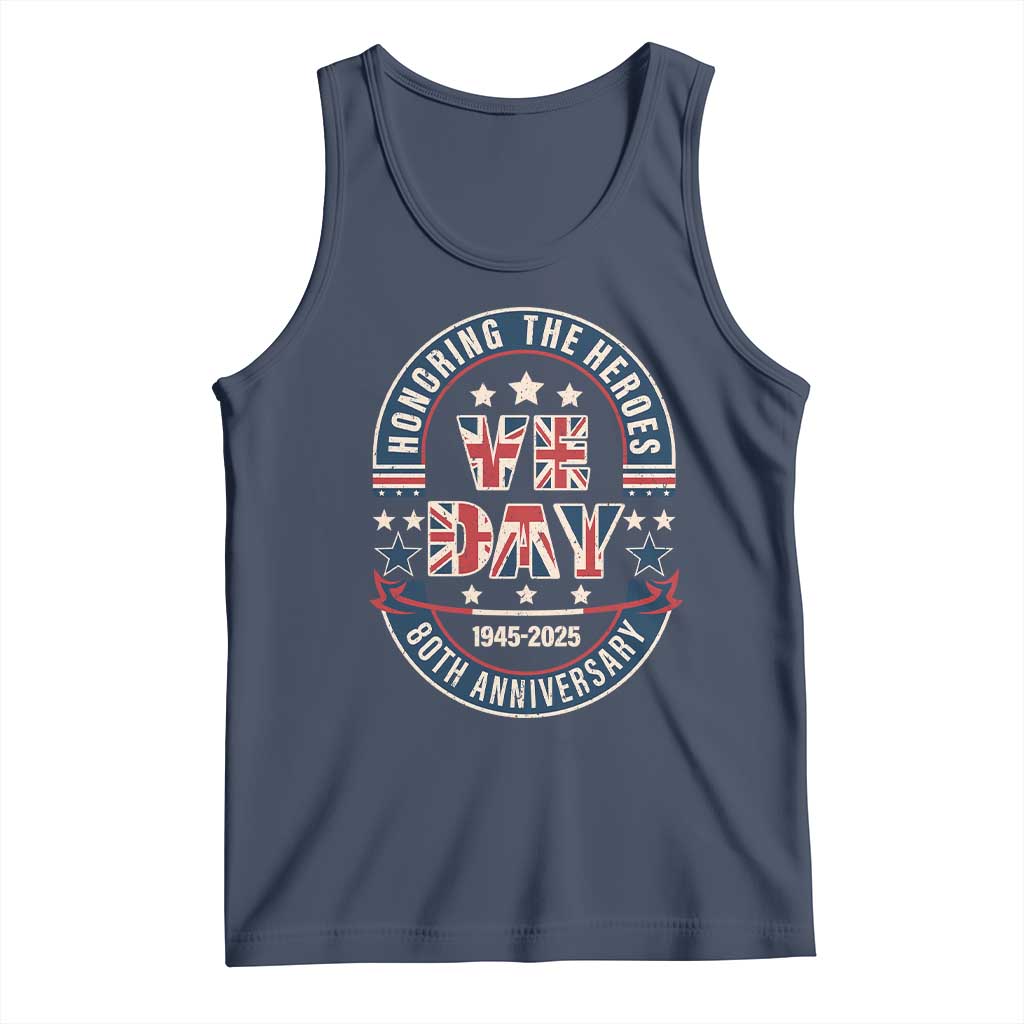 VE Day 80th Anniversary Tank Top 2025 Patriotic WWII Remembrance Vintage TS02 Navy Print Your Wear