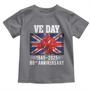 VE Day 80th Anniversary Toddler T Shirt 2025 Celebration Union Flag Poppies WWII Remembrance TS02 Charcoal Print Your Wear