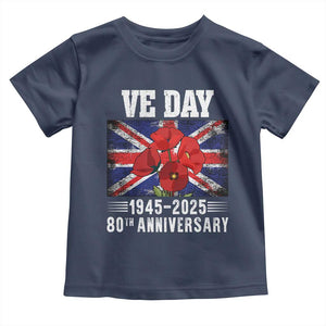 VE Day 80th Anniversary Toddler T Shirt 2025 Celebration Union Flag Poppies WWII Remembrance TS02 Navy Print Your Wear
