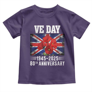 VE Day 80th Anniversary Toddler T Shirt 2025 Celebration Union Flag Poppies WWII Remembrance TS02 Purple Print Your Wear
