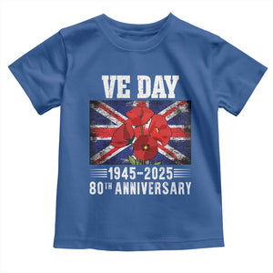 VE Day 80th Anniversary Toddler T Shirt 2025 Celebration Union Flag Poppies WWII Remembrance TS02 Royal Blue Print Your Wear