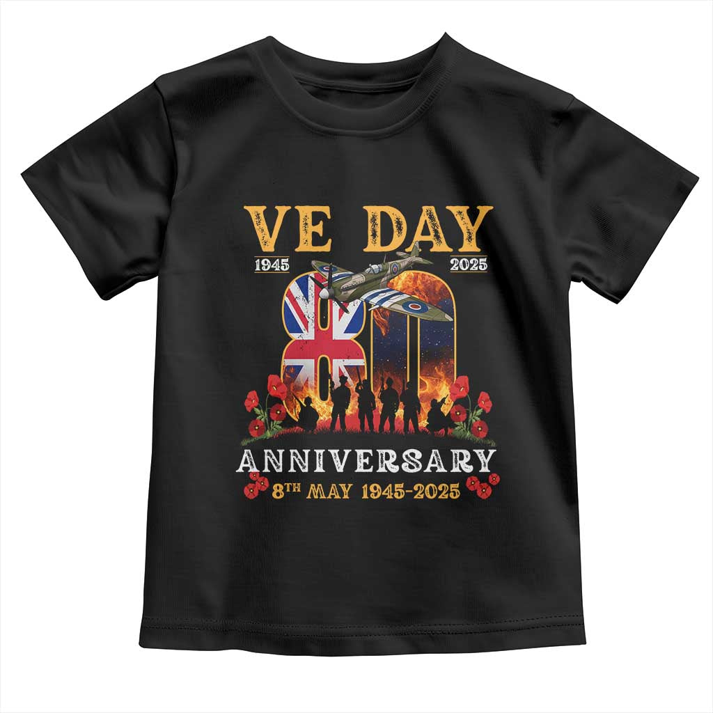 VE Day 80th Anniversary Toddler T Shirt 2025 Celebration Union Flag WWII Remembrance TS02 Black Print Your Wear