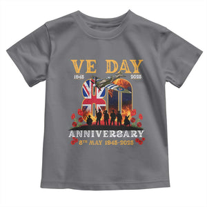 VE Day 80th Anniversary Toddler T Shirt 2025 Celebration Union Flag WWII Remembrance TS02 Charcoal Print Your Wear