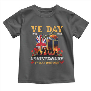 VE Day 80th Anniversary Toddler T Shirt 2025 Celebration Union Flag WWII Remembrance TS02 Dark Heather Print Your Wear