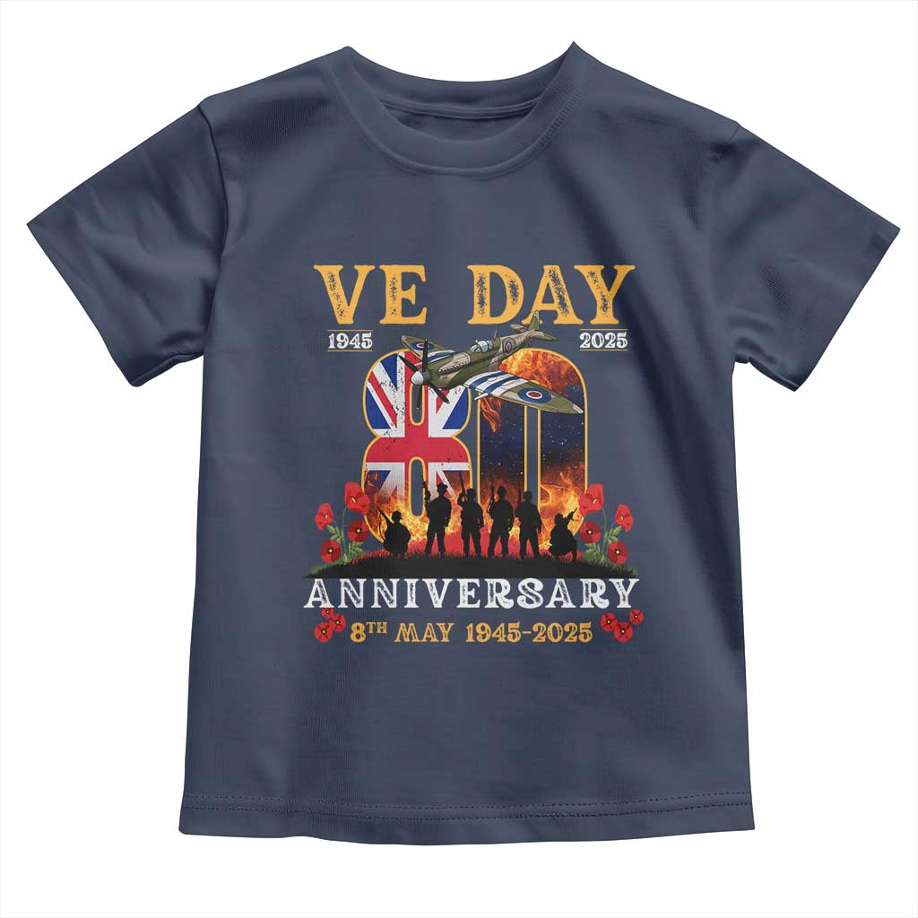VE Day 80th Anniversary Toddler T Shirt 2025 Celebration Union Flag WWII Remembrance TS02 Navy Print Your Wear